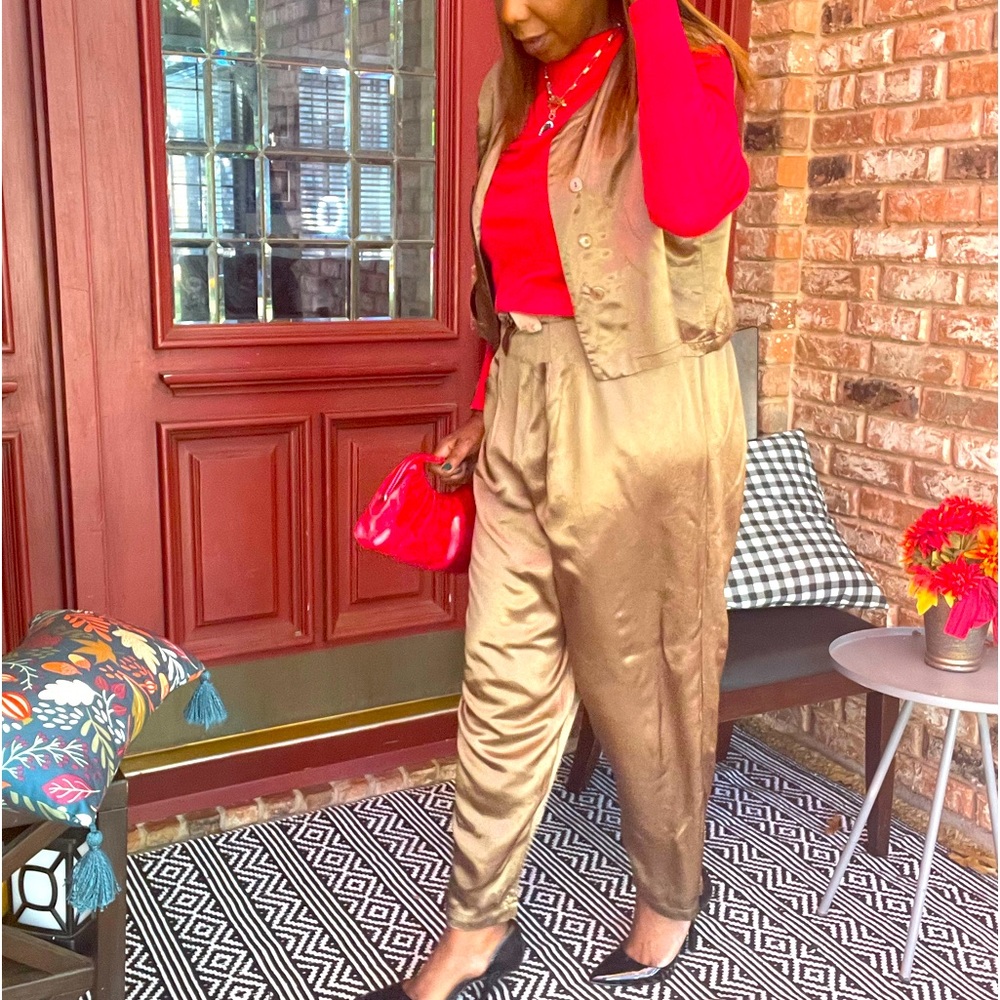 Vintage Cropped Vest & Pants Set